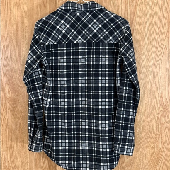 Eddie Bauer Brushed Flannel Black and Gray Plaid Button Down Shirt - Picture 3 of 5